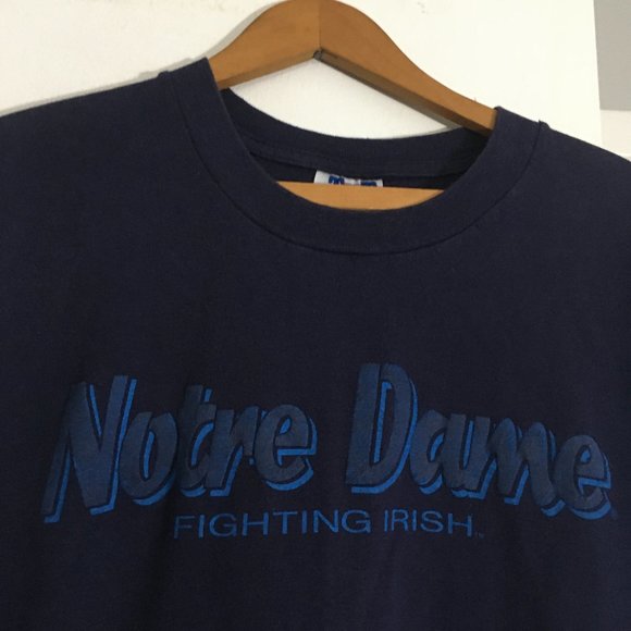 Vintage TNT Trau & Loevner Notre Dame Fighting Irish Blue T-Shirt Large Made USA - Picture 3 of 5